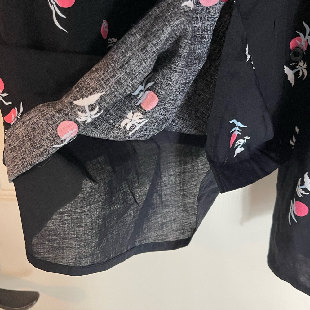 NWT: MINI Black Lined Dress with Pink Accent Tropical Pattern Size Large - Picture 6 of 9